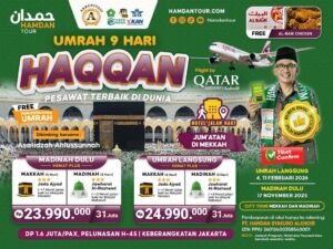 1 - a Umrah Haqqan Pesawat Qatar | Hotel Jada Ajyad | 9 & 10 Hari | Hemat Plus