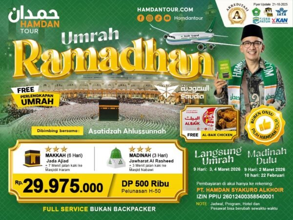 Umrah Ramadhan Pesawat Tanpa Transit + Hotel Jalan Kaki